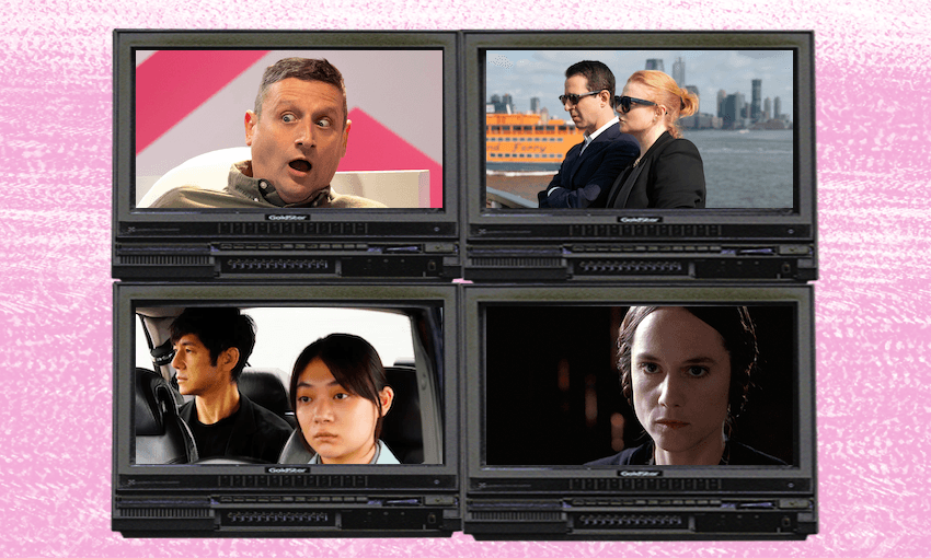 From left to right: Tim Robinson in I Think You Should Leave, Kendall Roy (Jeremy Strong) and Shiv Roy (Sarah Snook) in Succession, Yusuke Kafuku (Hidetoshi Nishijima) and Misaki Watari (Toko Miura) in Drive My Car, and Ada McGrath (Holly Hunter) in The Piano. 
