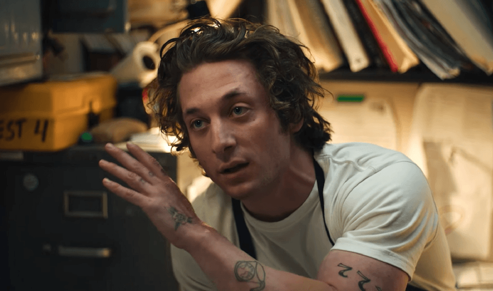Jeremy Allen White playing a chef on the TV show The Bear.