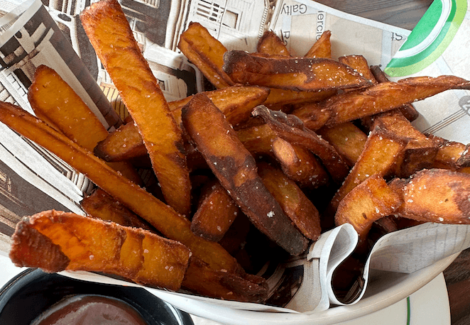 A basket of kumara fries.
