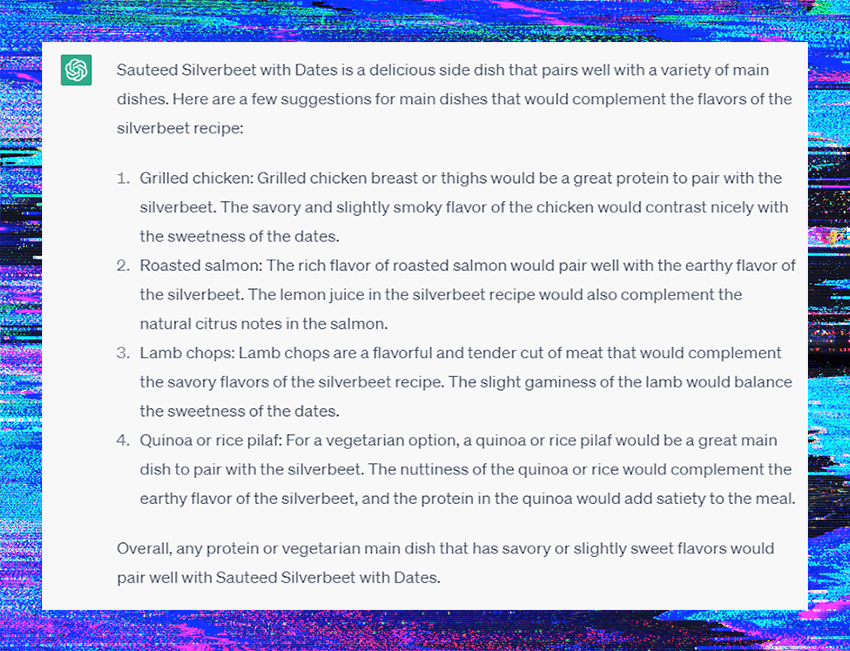 A ChatGPT generated recipe.