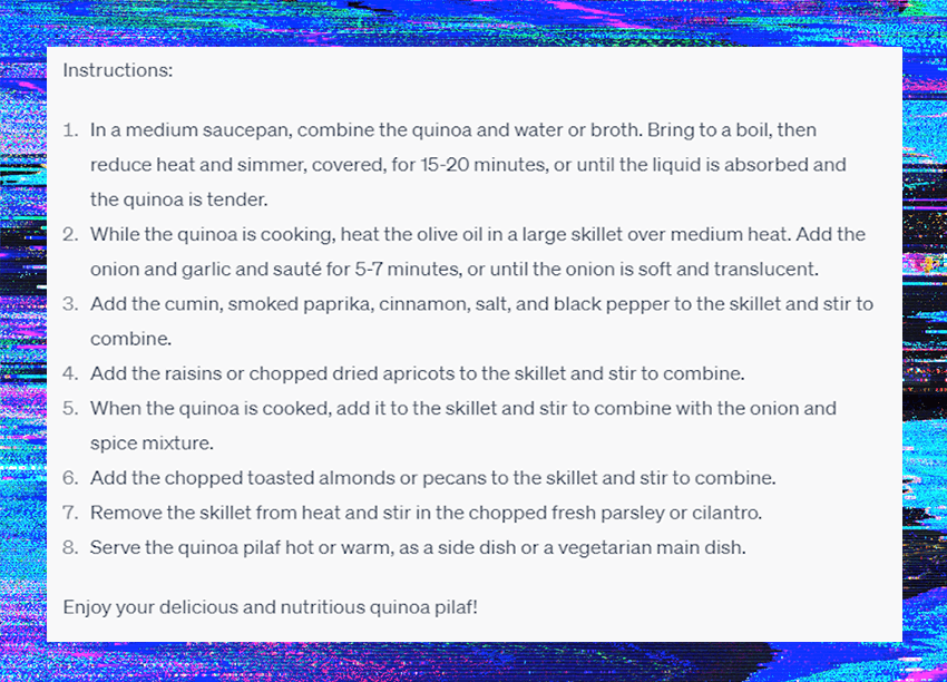 A ChatGPT generated recipe.