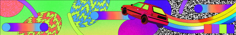 A car and psychedelic patterns. 