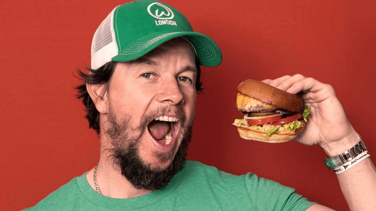 Mark Wahlberg with a burger.