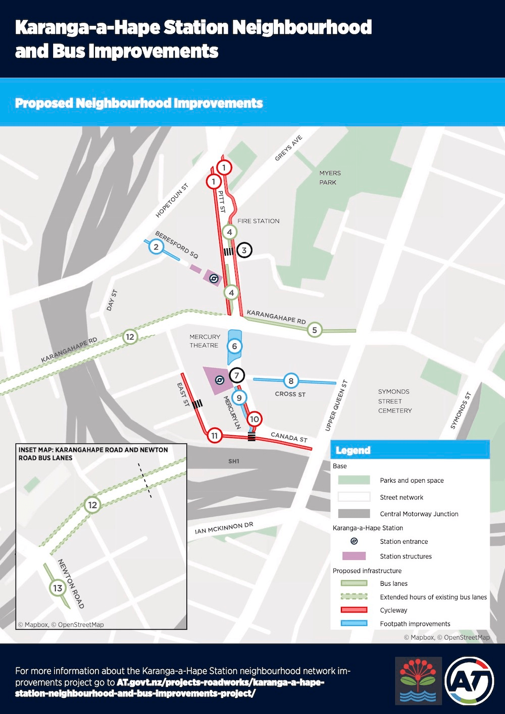 A map showing the full extent of the proposed developments to the Karangahape Road neighbourhood.