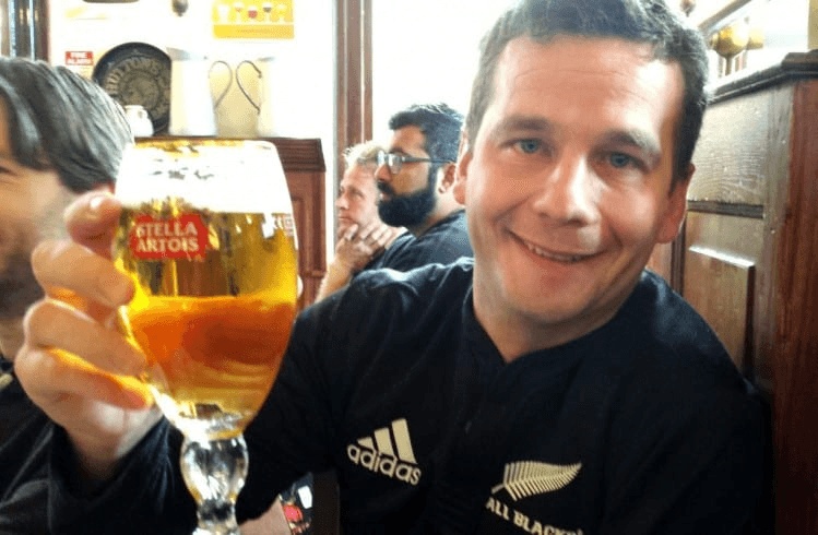David Seymour celebrating the All Blacks’ World Cup win in 2015 (Photo: Toby Manhire) 
