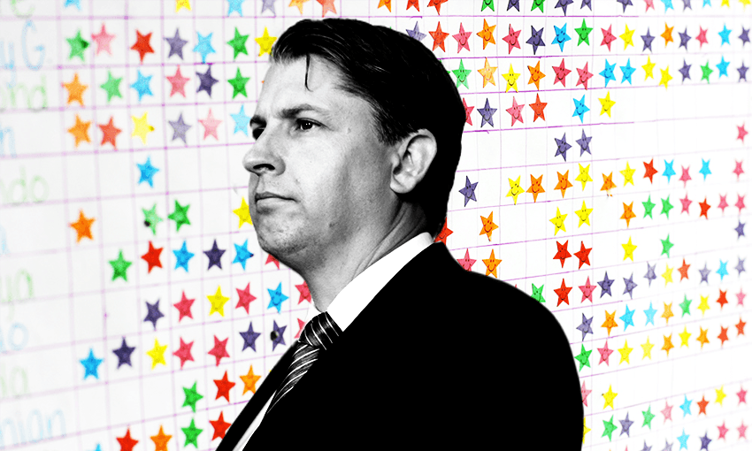 Michael Wood and a sticker chart for listening (Image: Archi Banal) 
