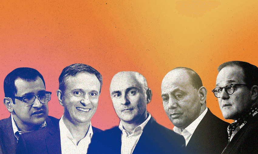 L-R: Kamahl Santamaria, Kevin Kenrick, Paul Yurisich, Willie Jackson, Simon Power. 
