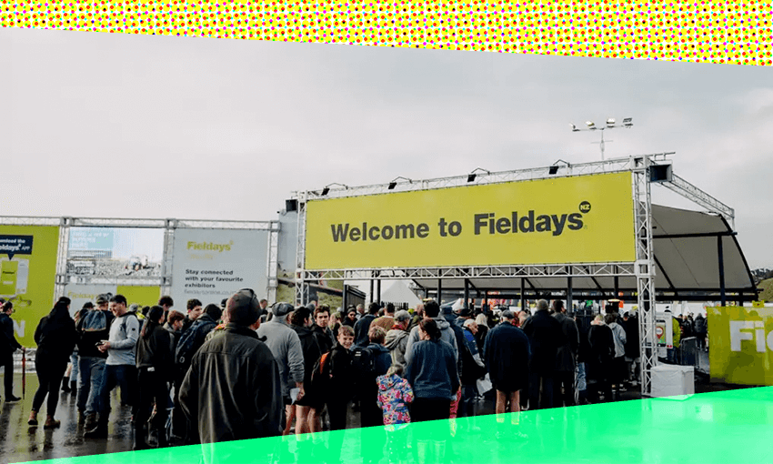 Yes it’s Fieldays not Field Days (Image: Getty, design: Archi Banal) 
