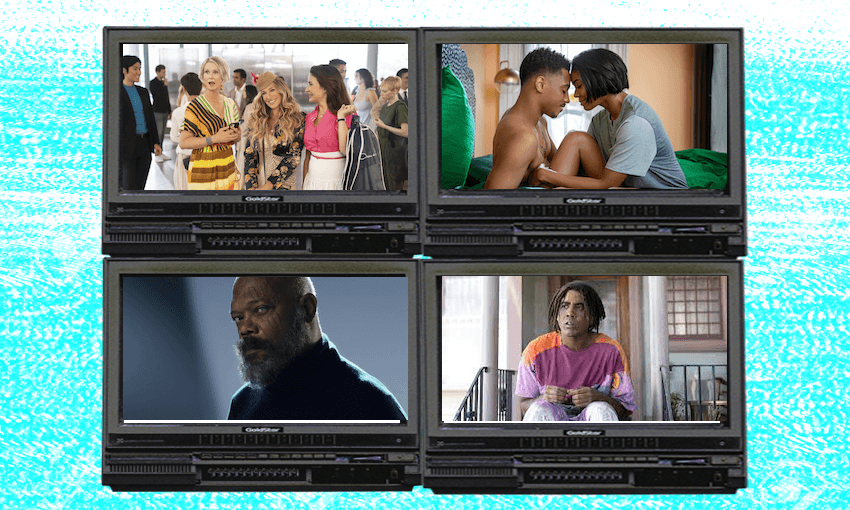 Clockwise: And Just Like That, The Perfect Find, I’m a Virgo, Secret Invasion. 
