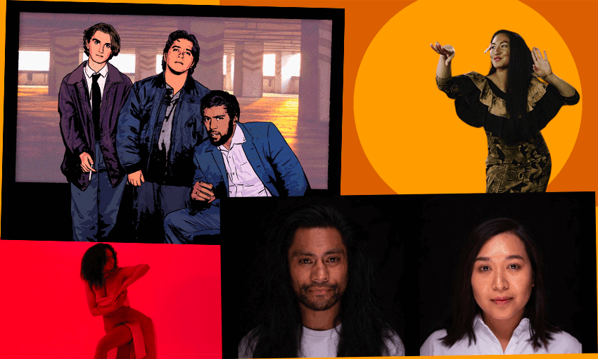 Clockwise: Flames, ‘Avaiki Nui Social, Natano Keni and Sarita So, Hikule’o – all part of Kia Mau Festival 2023: (Photos: Supplied, Image: Tina Tiller)