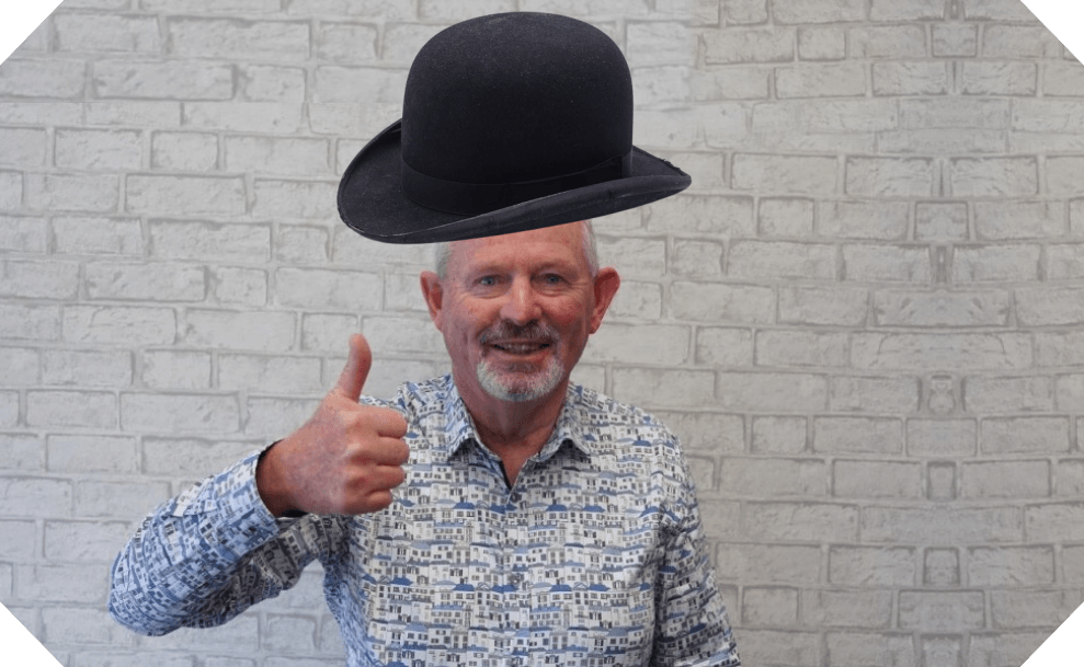 Mayor Nobby Clark, pictured here in an artist’s impression of what he might look like wearing what might be a nobby hat.  
