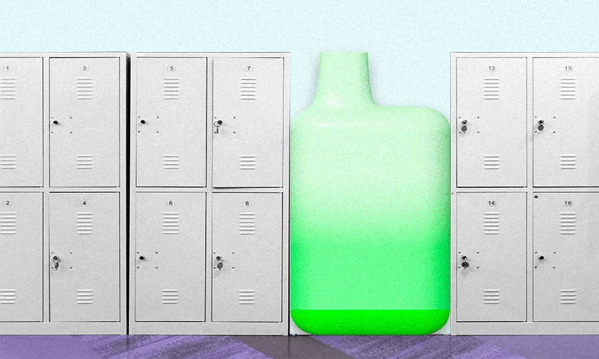 a big green vape among school lockers