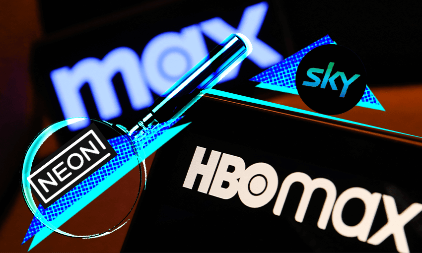 hbo max, max, sky and neon logos