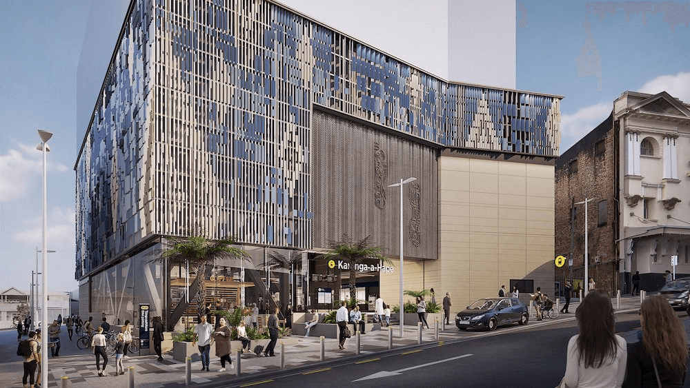 A render of the Karanga-a-Hape railway station.