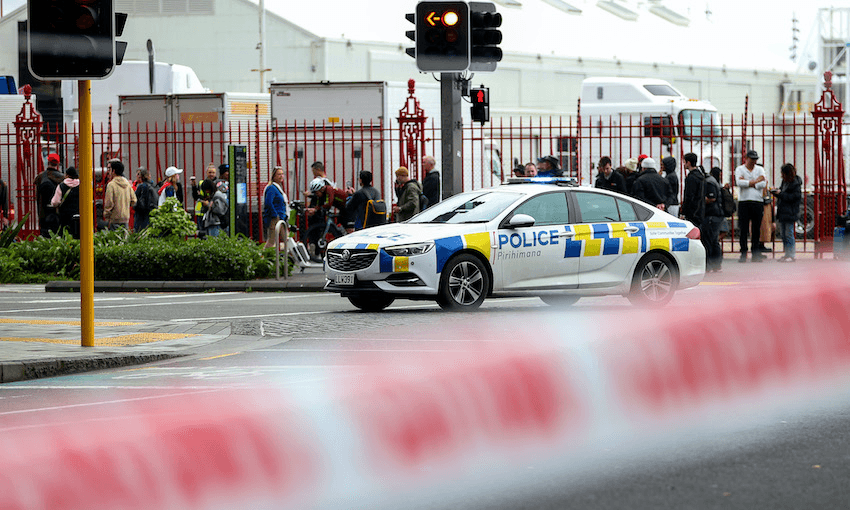 Police cordons near the site of the shooting incident in downtown Auckland (Photo: Buda Mendes/Getty Images) 

