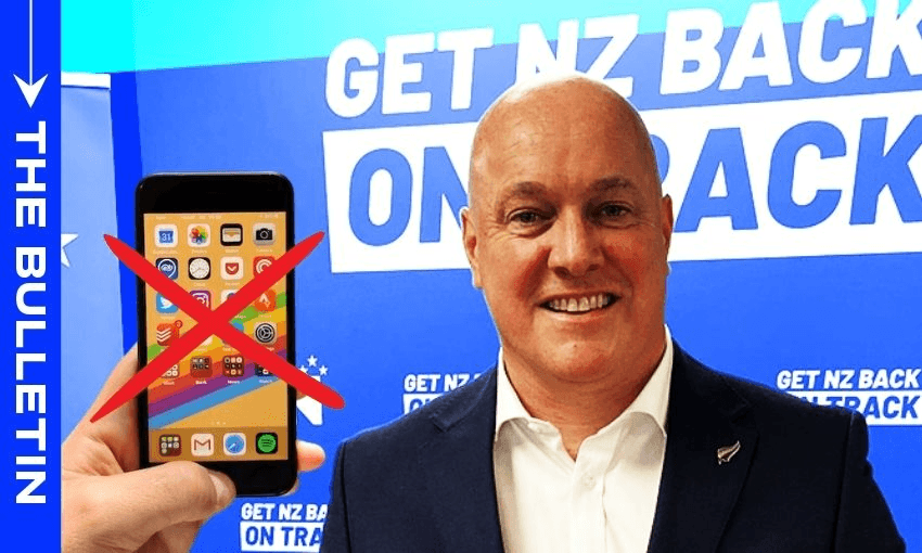 National want to ban phones in schools (Image: Stewart Sowman-Lund, image design: Anna Rawhiti-Connell)