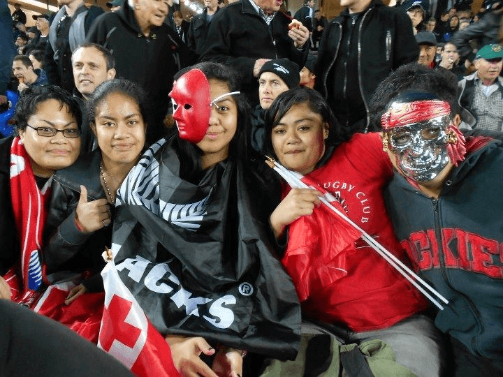 Sela Jane Hopgood and her family at the All Blacls versus Tonga rugby union match RWC 2011