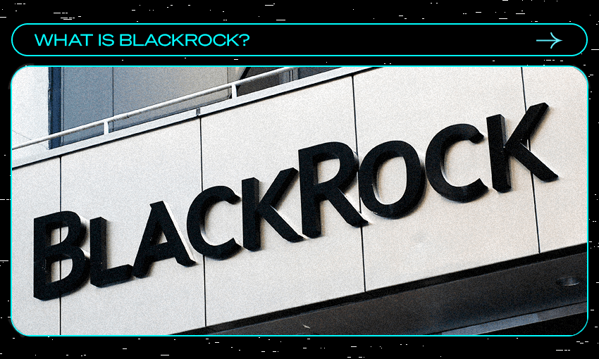 black rock text logo on a black backround with the words"what is blackrock" atthe top