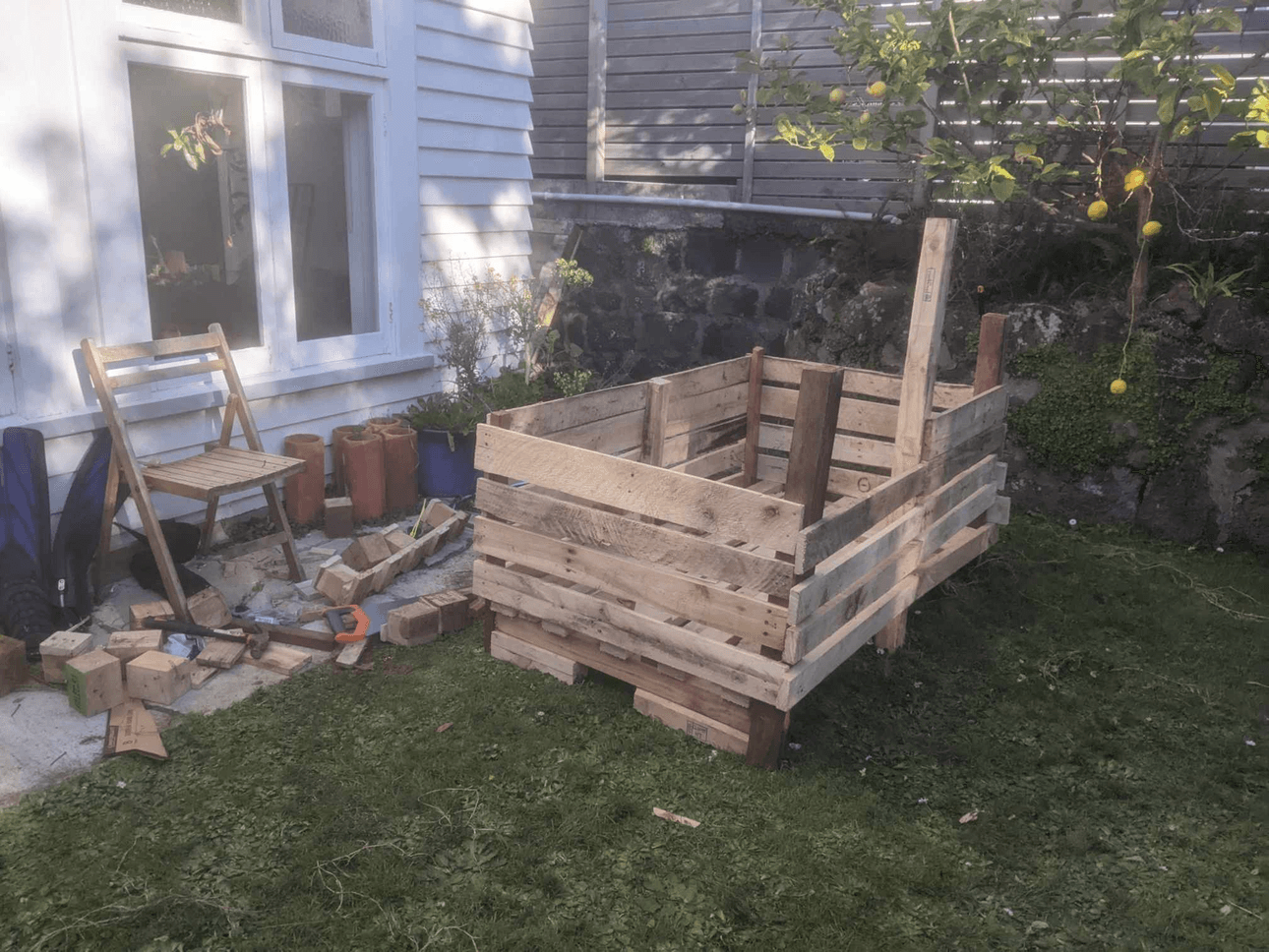 A roughly made planter box