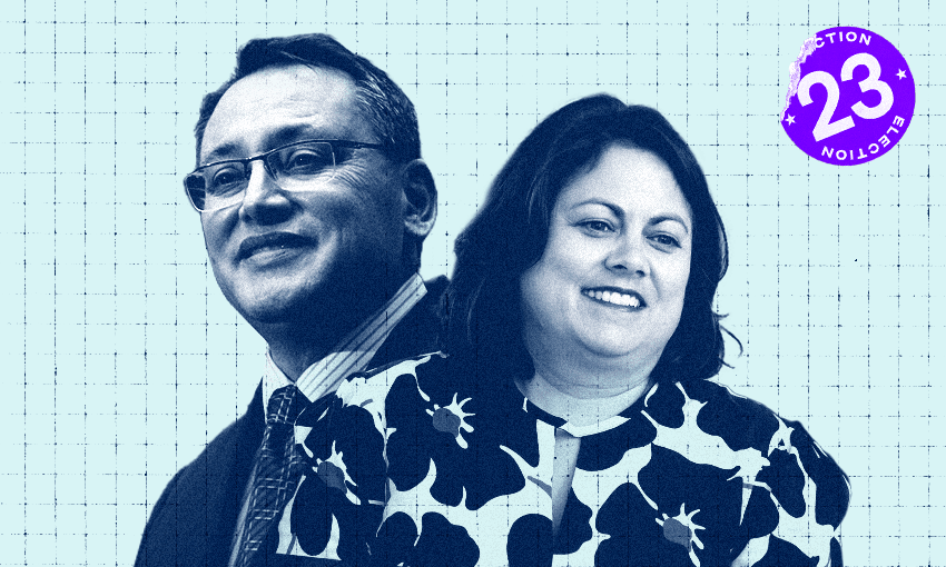 The respective health spokespeople of National and Labour, Shane Reti and Ayesha Verrall (Photos: Getty Images; design Archi Banal) 

