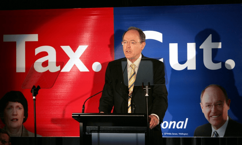 Don Brash announces National’s tax policy in 2005. Photo: Phil Walter/Getty Images 
