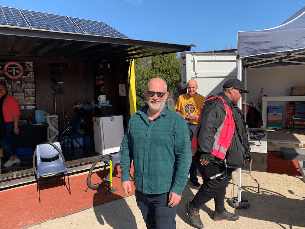 McLean standing outside the Māngere bike hub.