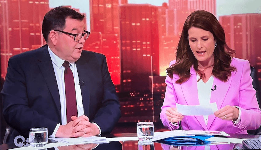 Grant Robertson and Nicola Willis on Q+A (image: screengrab) 
