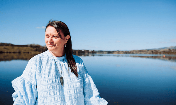 Linda Te Aho at Lake Karāpiro (Photography: Erica Sinclair) 
