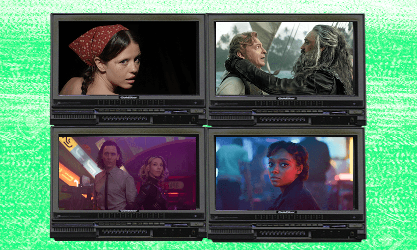 Clockwise: Pearl, Our Flag Means Death, Everything Now, Loki.