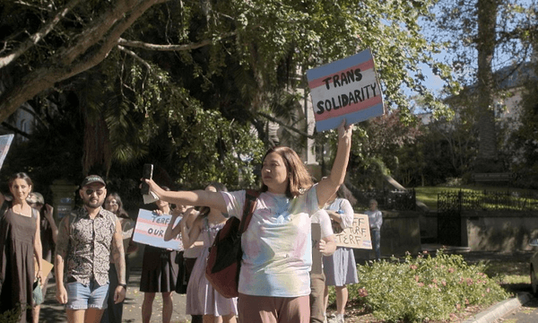 Marama Davidson moments before the incident 
