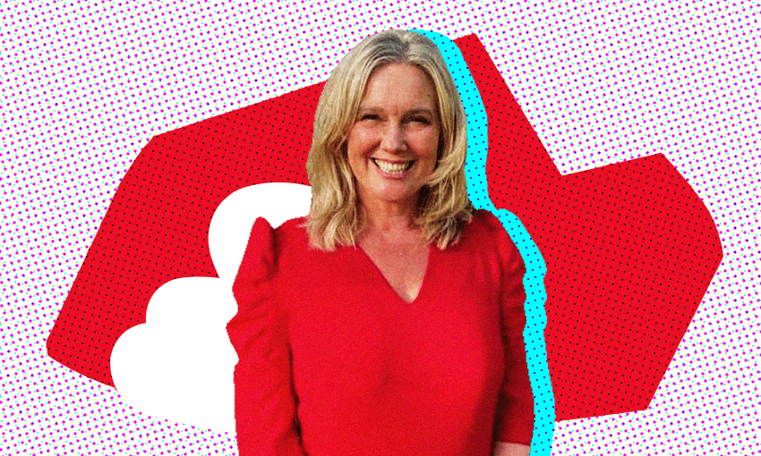 Labour's Helen White on a red backdrop