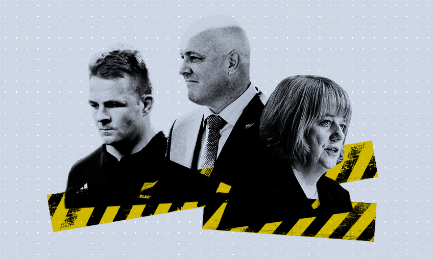 All Black captain Sam Cane, incoming prime minister Christopher Luxon, and Pharmac CEO Sarah Fitt (Image: Archi Banal) 
