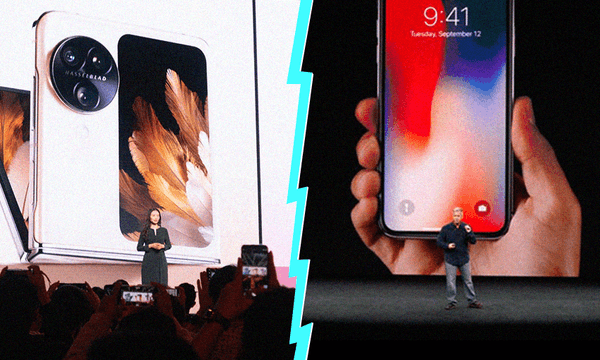 Oppo (left) invites a bold comparison with Apple (Image: Archi Banal) 
