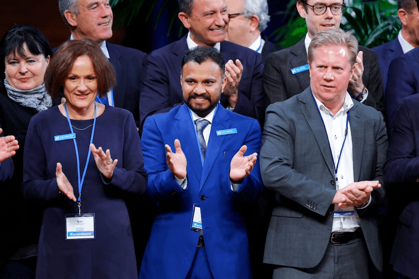 Suze Redmayne, Ankit Bansal and Todd McClay at National's party conference