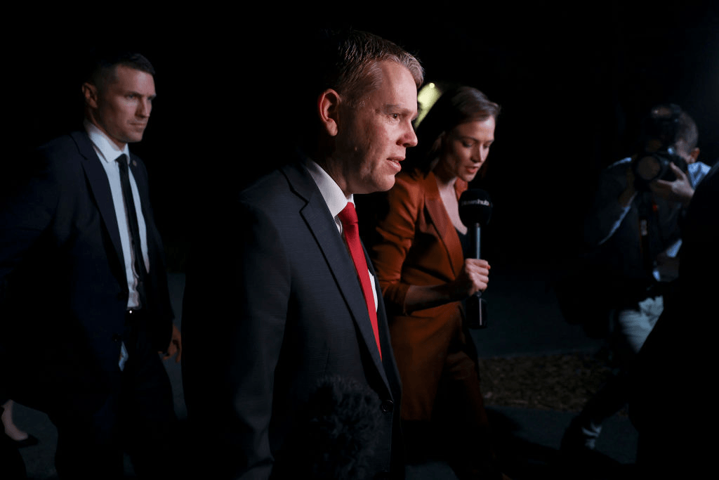 Chris Hipkins at the Lower Hutt Events Centre. Photo by Hagen Hopkins/Getty Images 
