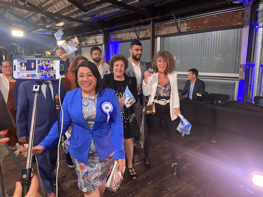 National's new Takanini MP Rima Nakhle arrives at Shed 10 