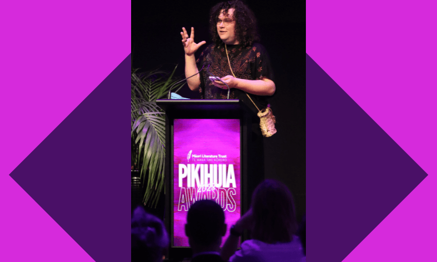 Winner of the inaugural Keri Hulme Award, essa may ranapiri. Photo by Stephen Olsen. 
