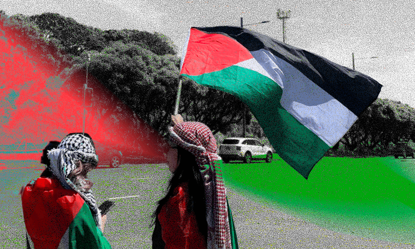 Two protesters in the picket at Ports of Auckland on 23 November 2023. 
