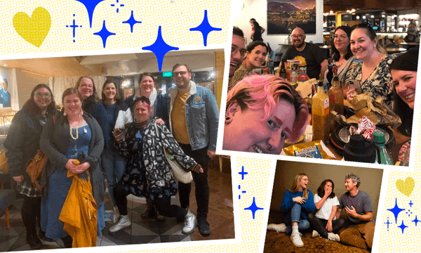 Members of The Real Pod Corner, aka the cornies: friends online and IRL (Photos: Supplied / Design: Tina Tiller) 
