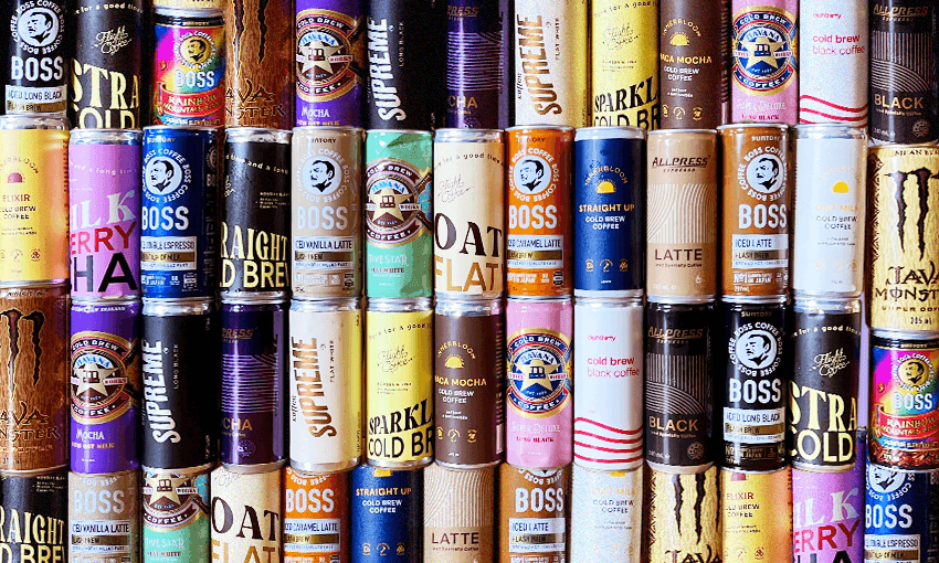 Many canned coffees  
