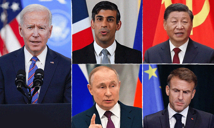 The leaders of the five countries with veto power on the UN Security Council 
