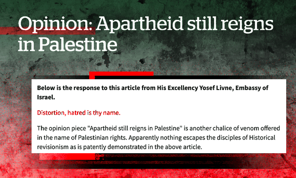 The headline of the op-ed, plus the opening remarks of the ‘right of reply’ 
