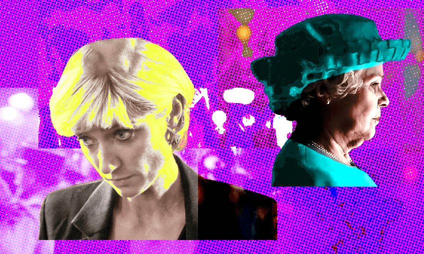 Elizabeth Debicki as Princess Diana and Imelda Staunton as Queen Eizabeth II in season six of The Crown. (Photos: Netflix, Image Design: Tina Tiller)