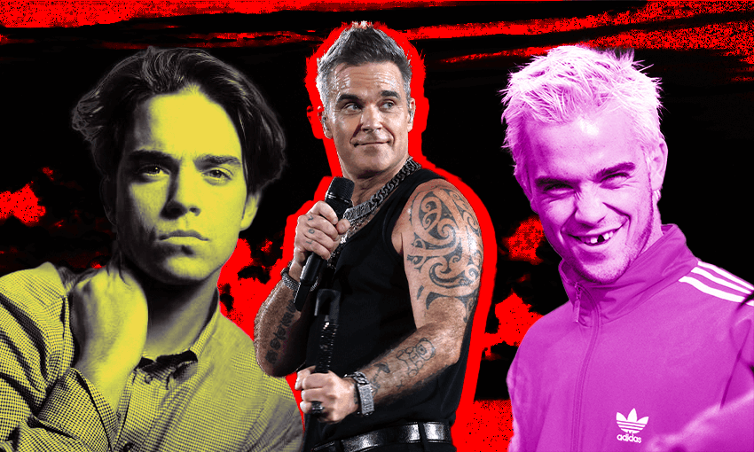 Robbie Williams spends a surprising amount of the series in his gruts (Photos: Getty / Design: Tina Tiller) 
