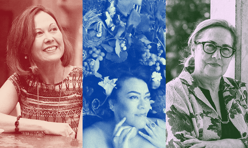 Lee Murray, Tusiata Avia and Linda Tuhiwai Smith (Photo of Tusiata Avia: Hayley Theyers. Image design: Archi Banal)