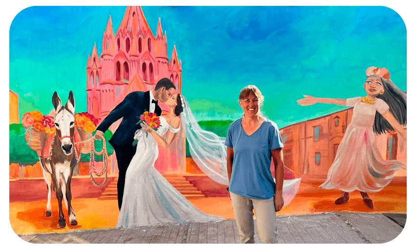 Carla Arkless in Mexico. (Photo: Supplied / Additional design: Tina Tiller) 
