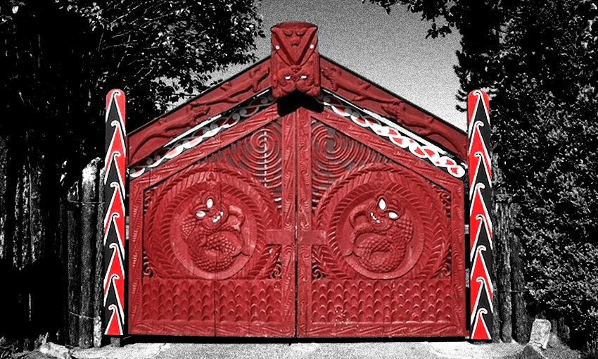 The famous red gates of Turangawaewae Marae