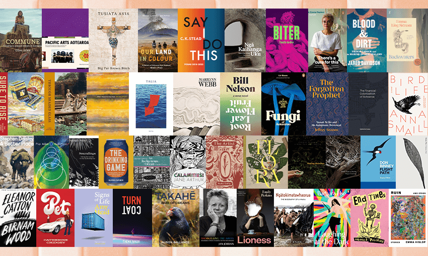 All 44 longlisted books. Image by Tina Tiller. 
