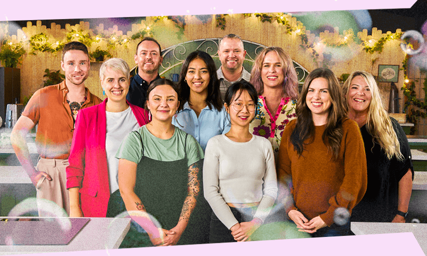 The Great Kiwi Bake Off class of 2024 (Image: TVNZ; additional design: Tina Tiller) 
