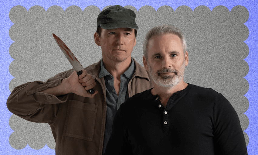 Dark City: The Cleaner star Cohen Holloway and author Paul Cleave (Image: Supplied)